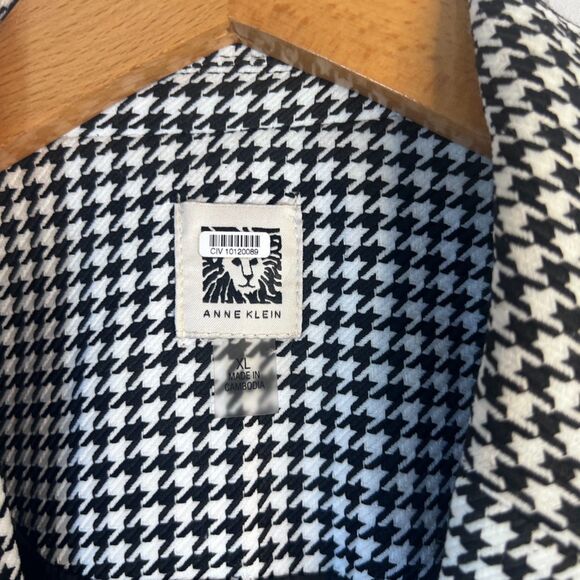 Anne Klein Houndstooth Open Front Gold Button Lined Blazer Jacket Size XL - Picture 6 of 9